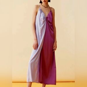 Blanca Elegant Satin Chemise in Lavender and Plum